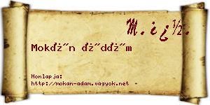 Mokán Ádám névjegykártya
